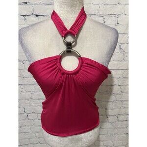 Gf Ferre Pink Halter Top Blouse Made In Italy Size Small